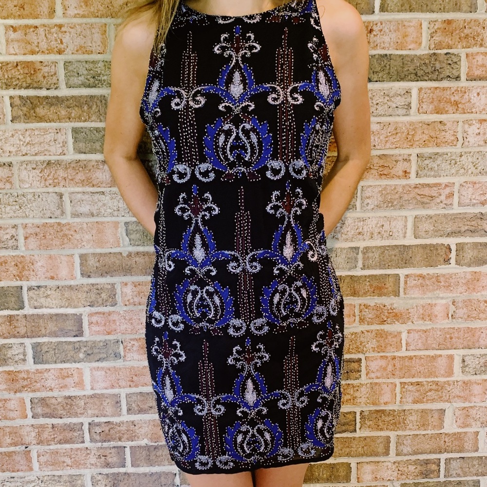 Francesca’s Black Multi-Colored Sequence Dress